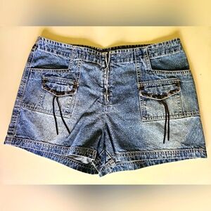 Vintage Route 66 Denim Drawstring Pocket Shorts Size 12